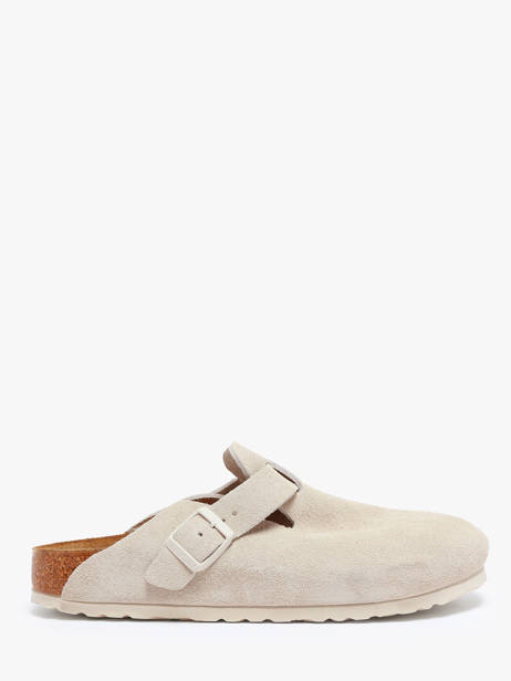 Slippers Boston In Leather Birkenstock Beige women 1024740