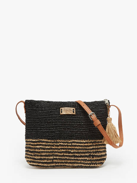 Crossbody Bag L'atelier Du Crochet Raphia Le voyage en panier Black l'atelier du crochet AM753