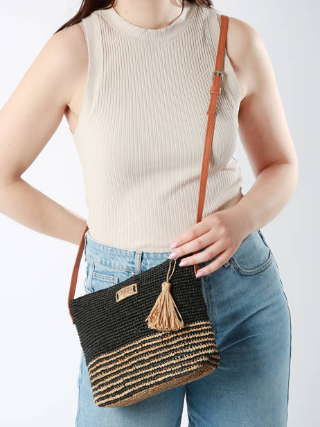 Crossbody Bag L'atelier Du Crochet Raphia Le voyage en panier Black l'atelier du crochet AM753 other view 1