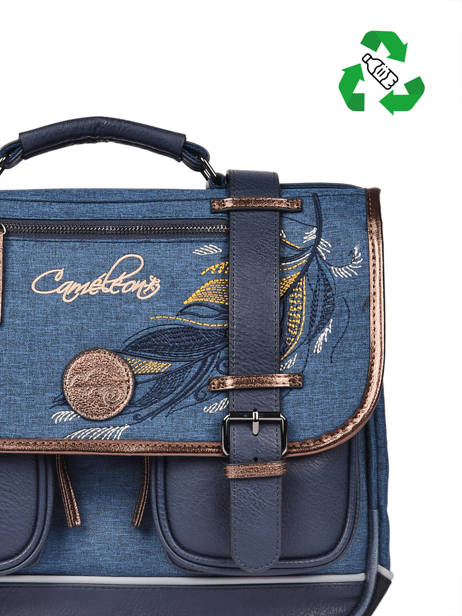 Wheeled Schoolbag 2 Compartments Cameleon Blue vintage fantasy PBVGCA35 other view 2