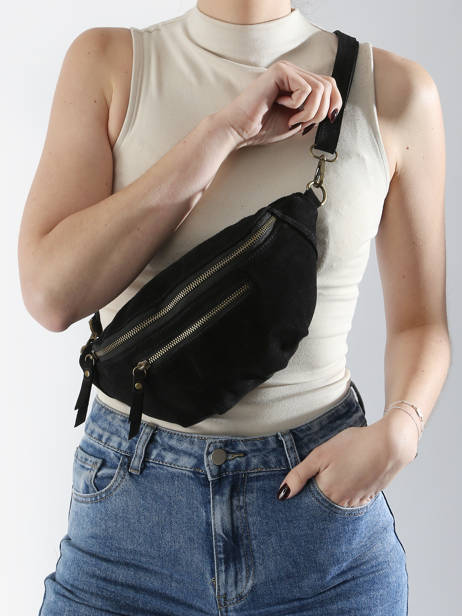 Sac Banane Cuir Milano Noir velvet VE24119 vue secondaire 1