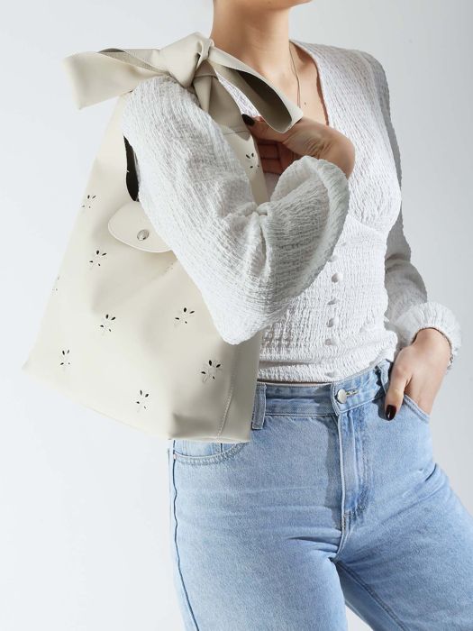 Longchamp Le pliage broderie anglaise Hobo bag White