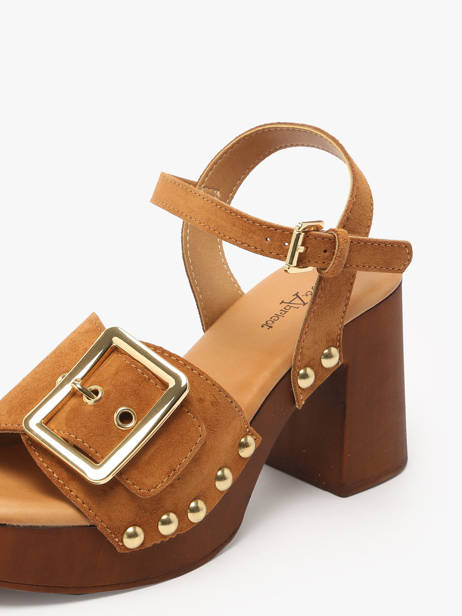 Heeled Sandals Sagonne In Leather Coco abricot Brown women V3123C other view 2
