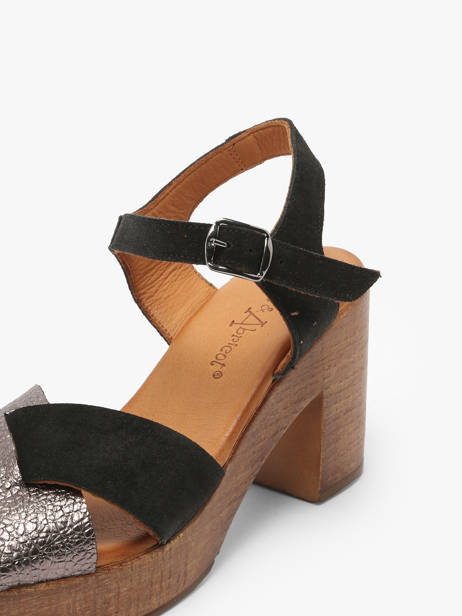Heeled Sandals Musieges In Leather Coco abricot Black women V3081P other view 2