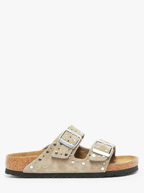 Slippers Arizona Rivet In Leather Birkenstock Beige women 1029390