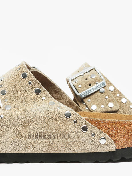 Slippers Arizona Rivet In Leather Birkenstock Beige women 1029390 other view 2