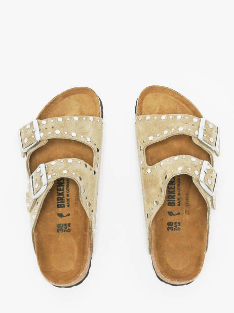 Slippers Arizona Rivet In Leather Birkenstock Beige women 1029390 other view 3