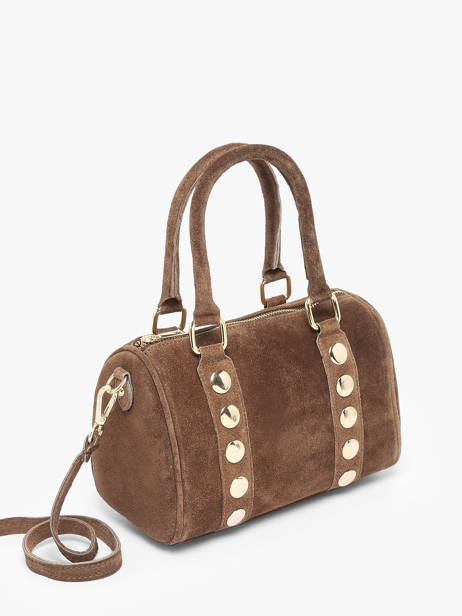 Handbag Velvet Leather Milano Brown velvet VE25066 other view 1