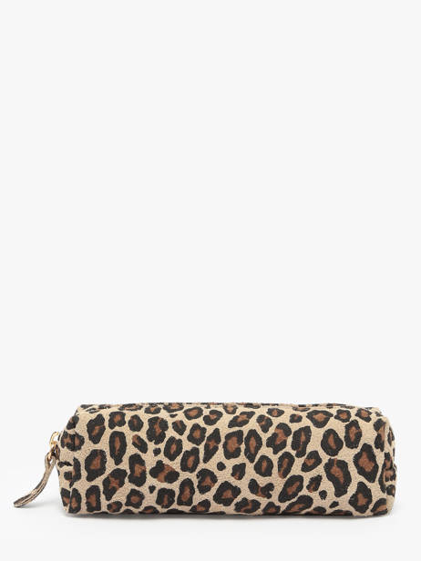Pouch Leather Milano Beige velvet leopardo VL22116