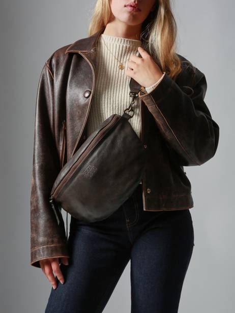 Sac Banane Cow Cuir Basilic pepper Marron cow BCOW54 vue secondaire 1