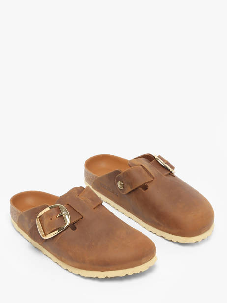 Mules Boston Big Buckle En Cuir Birkenstock Marron women 1030446 vue secondaire 1