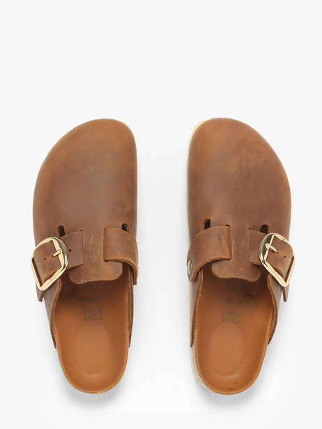 Mules Boston Big Buckle En Cuir Birkenstock Marron women 1030446 vue secondaire 3