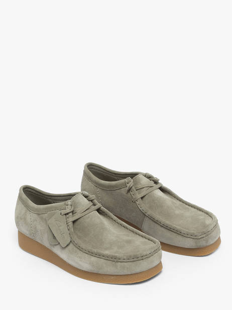 Mocassins Wallabee En Cuir Clarks Vert men 26183447 vue secondaire 1