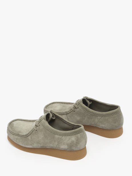 Mocassins Wallabee En Cuir Clarks Vert men 26183447 vue secondaire 2