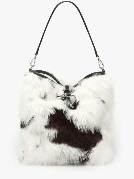 Longchamp Roseau toile fourrure Besaces Blanc