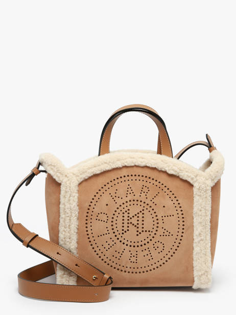 Sac Porté Main K Circle Shearling Cuir Karl lagerfeld Marron k circle A4W30087