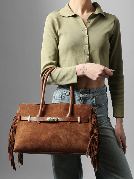Sac Porté épaule Velvet Cuir Milano Marron velvet VE25114 vue secondaire 1