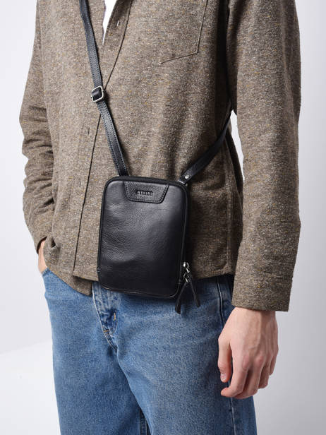 Small Leather Foulonné Crossbody Bag Etrier Black foulonne EFOU728S other view 1