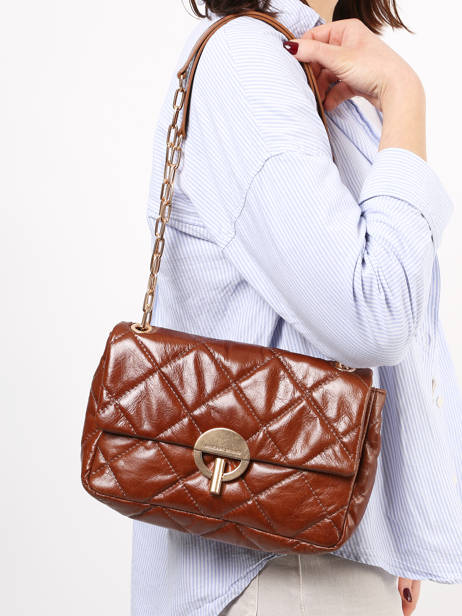 Large Quilted Leather Moon Shoulder Bag Vanessa bruno Brown moon 84V40329 other view 1