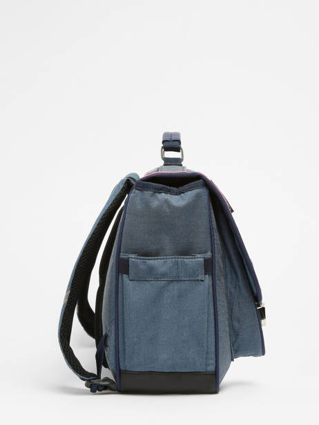 2-compartment Satchel Caramel et cie Blue fier GA other view 2
